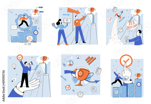 Start up vector illustration. Developing prototype is important step in testing viability idea Creativeness and creativity are key traits successful start up entrepreneurs The start up concept