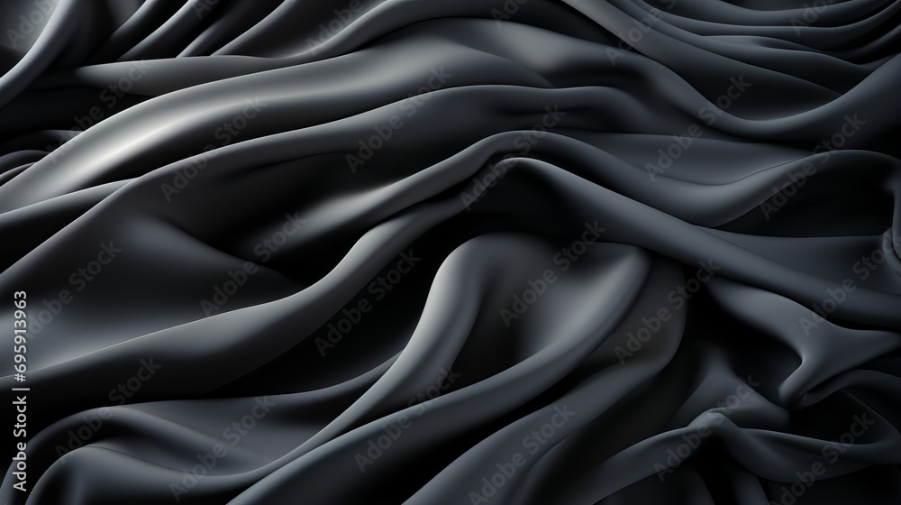 Fototapeta premium A dark and alluring fabric reveals intricate patterns and textures, drawing the viewer into a mesmerizing abstract world