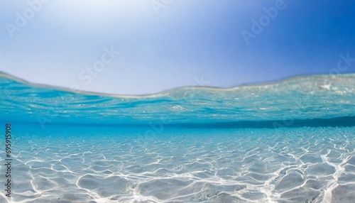 water wave underwater blue ocean swimming pool wide panorama background sandy sea bottom white background