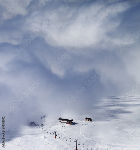 Ski resort in clouds