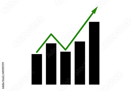 Gráfica en crecimiento con flecha verde en economía.