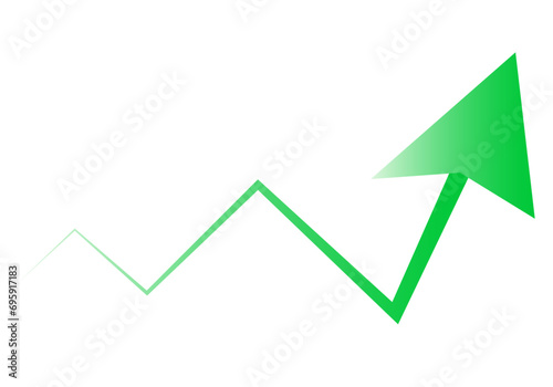 Flecha verde en crecimiento de beneficio.