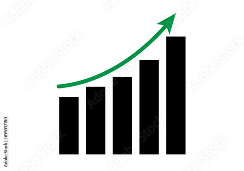 Gráfica en crecimiento con flecha verde en economía.