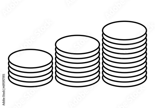 Icono de gráfico hecho con monedas en crecimiento.