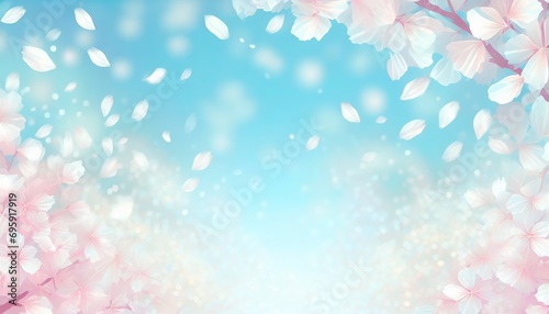青空に舞う桜の花びら photo