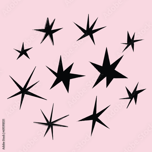 Black hand drawn vector stars