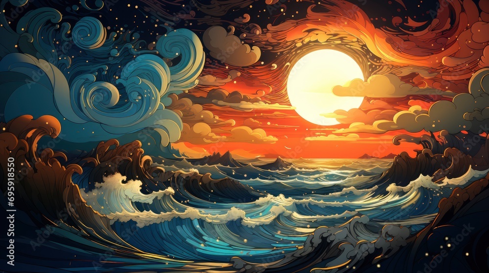 Naklejka premium Light Earth That Radiated Very Beautiful, Background Banner HD, Illustrations , Cartoon style