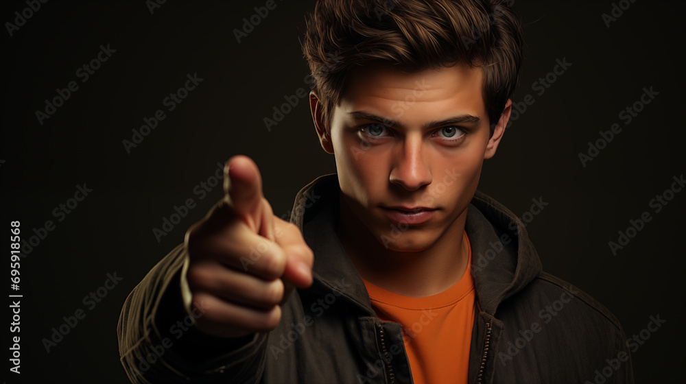 Intense Young Man Pointing, Great for Youth Engagement Campaigns Intense Young Man Pointing, Great for Youth Engagement Campaigns