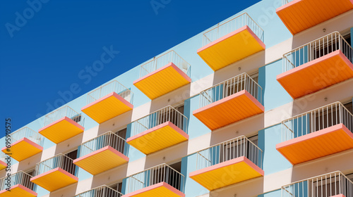 Contemporary Apartment Balconies with Bold Colors, Suitable for Real Estate Ads