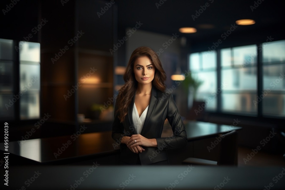 Business, young woman, formal suit, in a modern office setting Business, young woman, formal suit, in a modern office setting