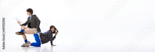 Tableau sur toile Creative portrait of crazy couple