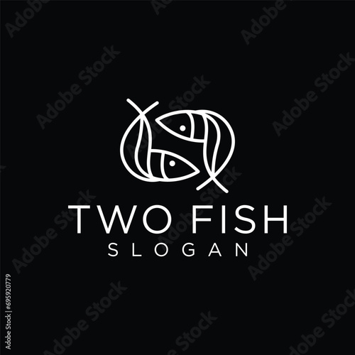 simple fish line art logo vector symbol illustration design