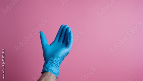 A person wearing blue gloves