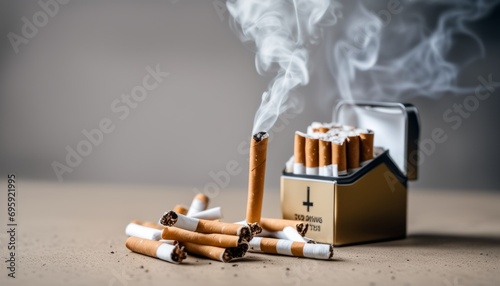 A box of cigarettes with a cigarette in it photo