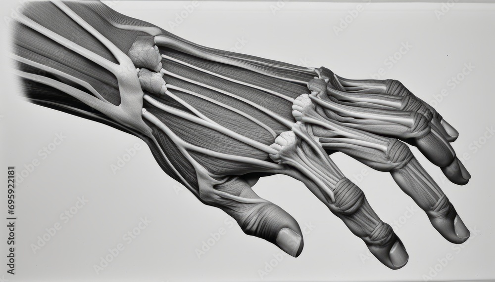 A skeleton hand with bones and muscles Stock Photo | Adobe Stock