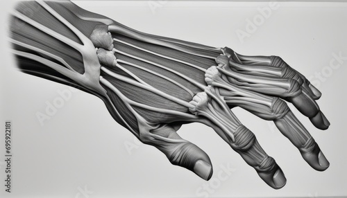 A skeleton hand with bones and muscles photo