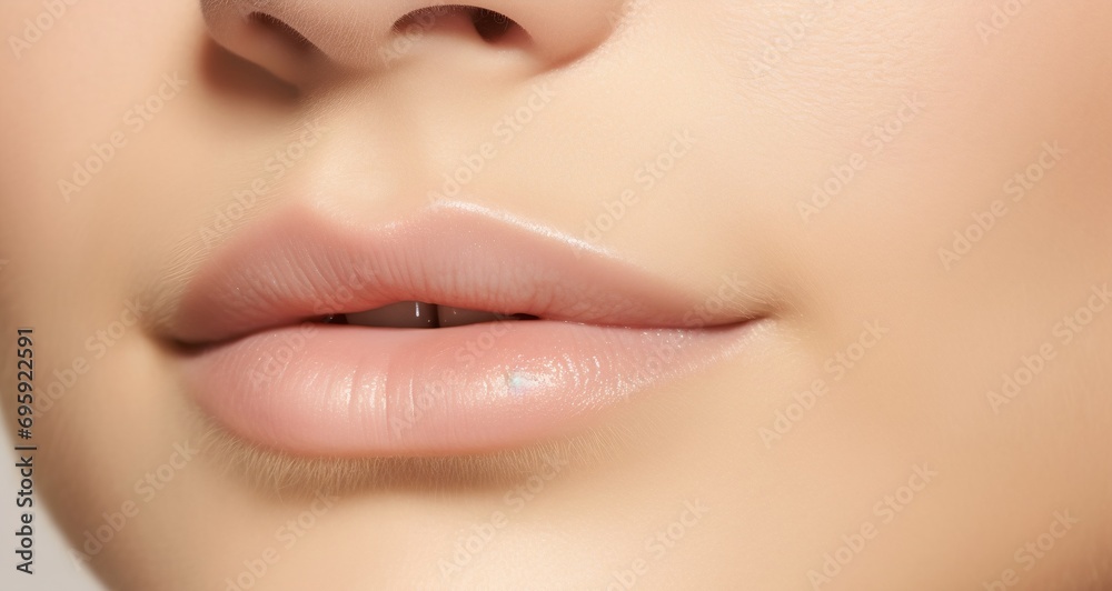 Obraz premium Woman lips with natural makeup.