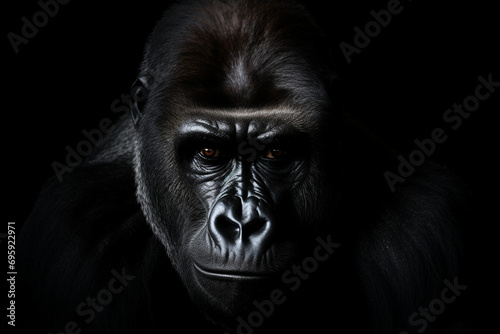 Lowland gorilla on black background