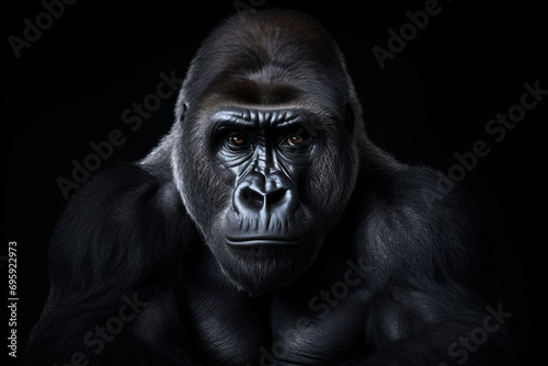 Lowland gorilla on black background