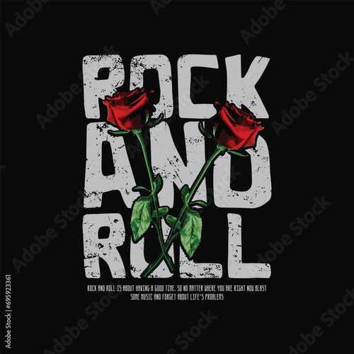Rock and roll t-shirt and apparel abstract design. Vector print, typography, poster