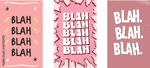 Blah Blah Blah - minimalist poster set