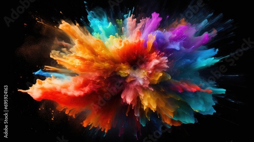 Colorful Smoke Explosion  Vibrant Collage on Black Background