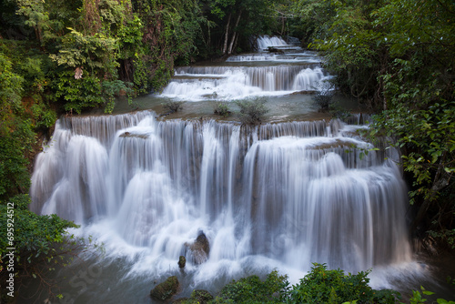 Huay Mae Khamin Waterfall is originated from Kala mountain range. The waterfall is situated on the east of Sri Nakarin Dam national park.Kanchanaburi province,Thailand