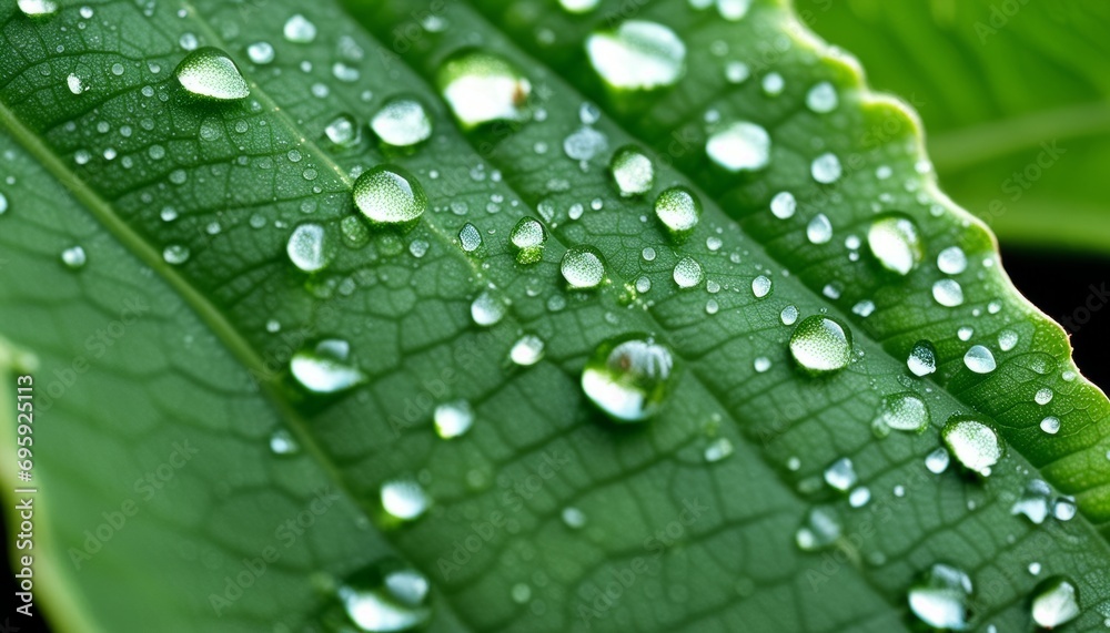 A leaf covered in water droplets A leaf covered in water droplets