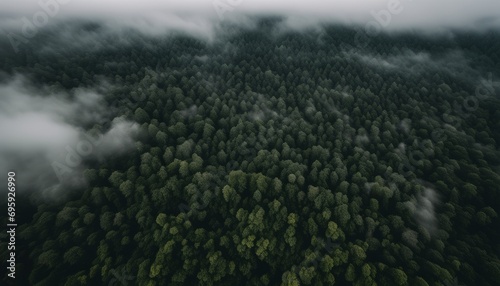 A large forest of trees with a cloudy sky above