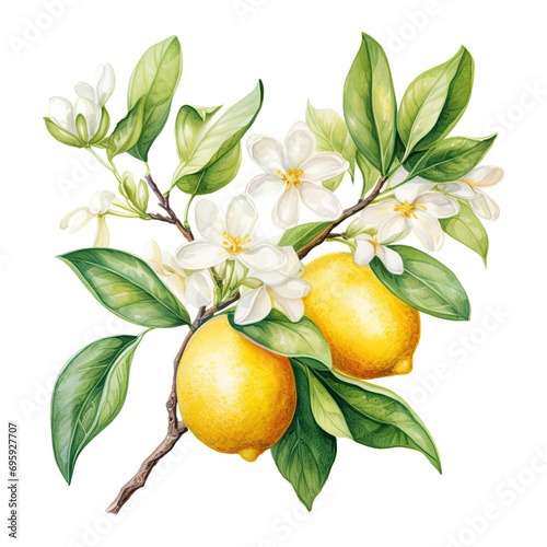 Watercolor lemon illustration. Generative AI