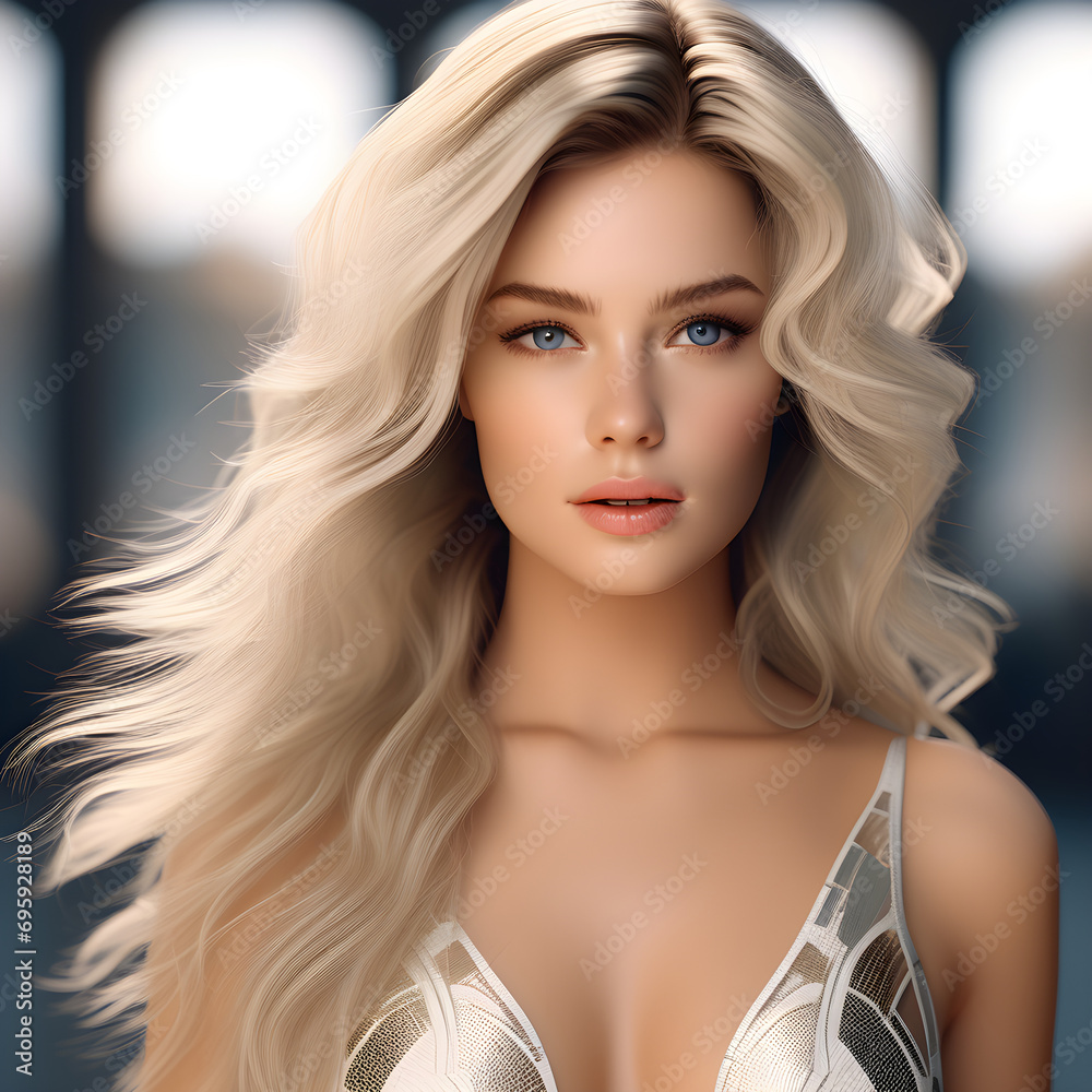 Radiant in Elegance: Blonde Lady in a Truly Beautiful Gown