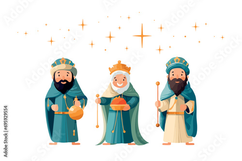 three wise man on christmas eve vector illustration