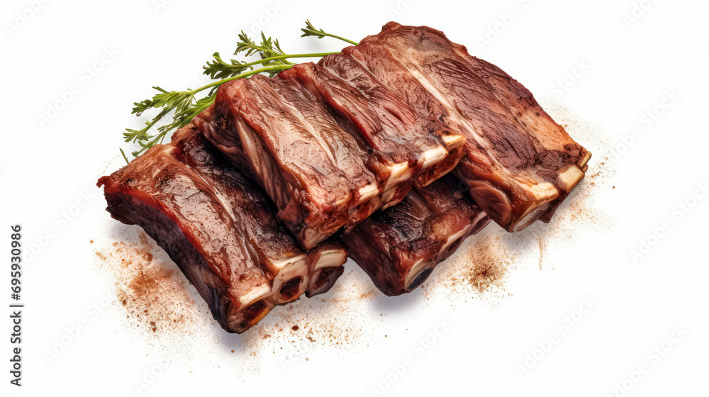 Savory perfection, Pork ribs on parchment with spices and herbs Savory perfection, Pork ribs on parchment with spices and herbs