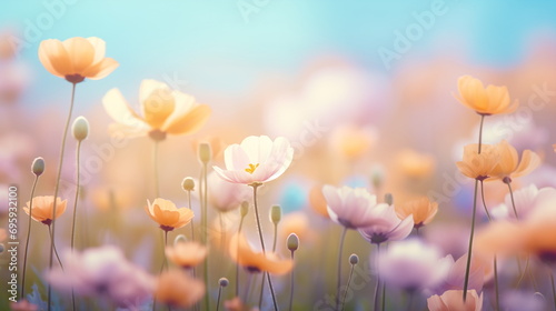 Spring flowers grass plants nature, spring macro background