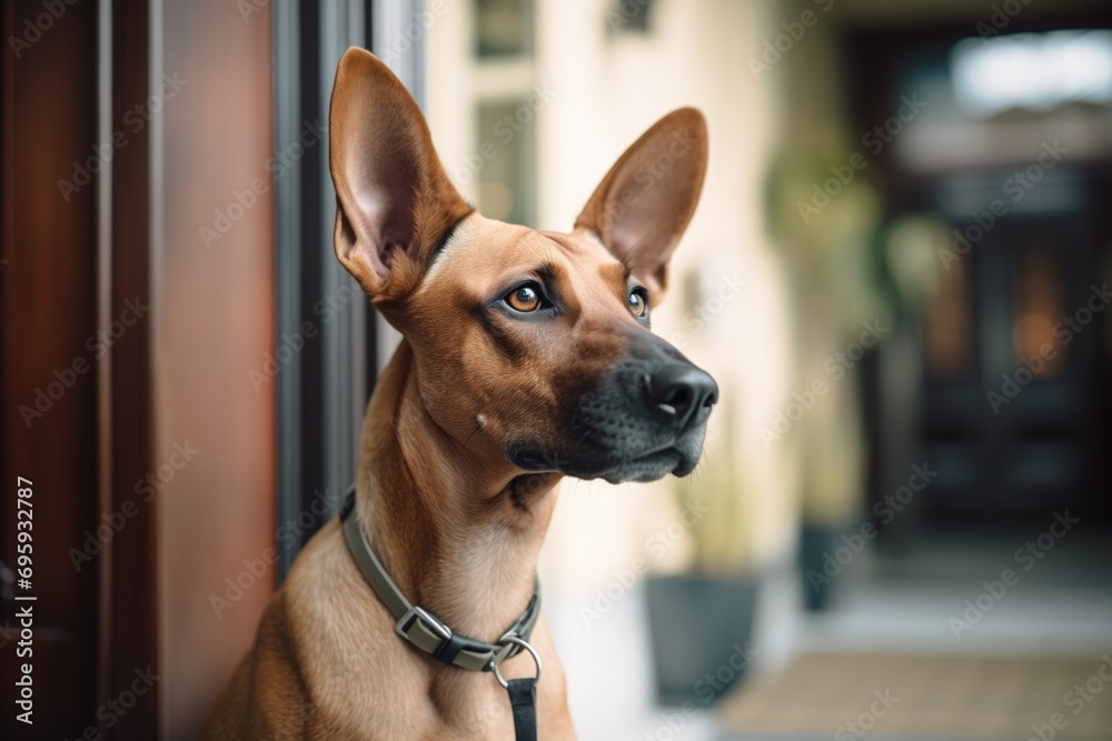 alert canine ears perked at entrance alert canine ears perked at entrance