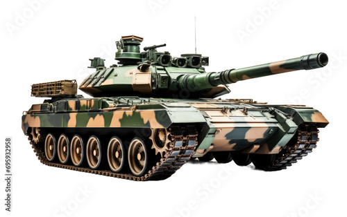 An Imposing Side View of a Military Tank On a White or Clear Surface PNG Transparent Background.