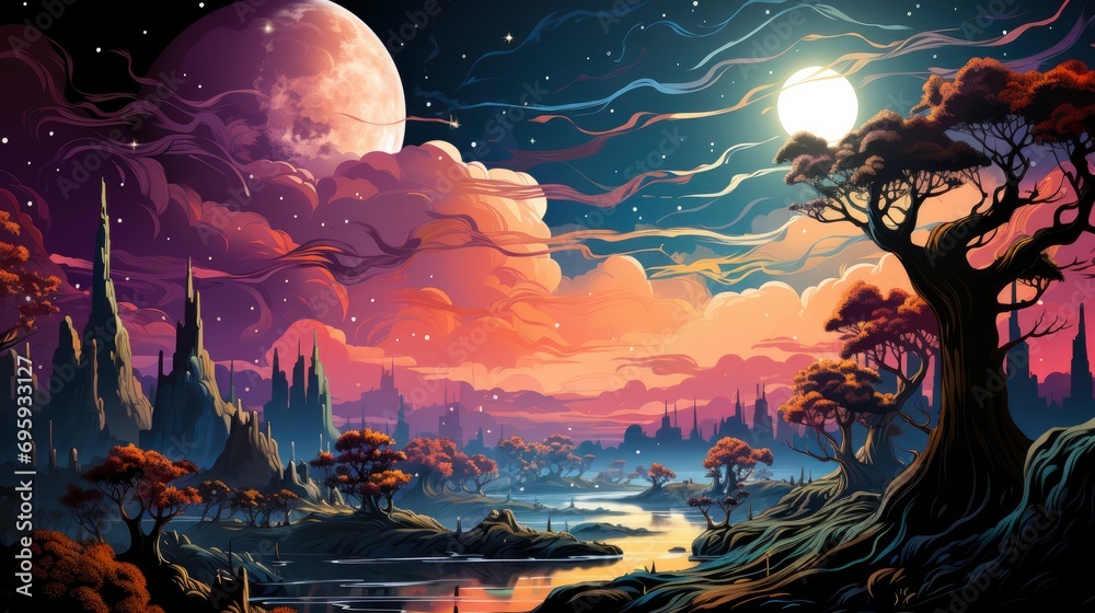View Earth Moon Elements This Image, Background Banner HD, Illustrations , Cartoon style
