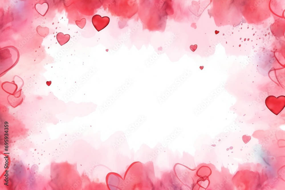 Abstract watercolor Valentine's day frame with empty space in the middle Generative AI 
