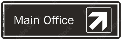 Office door sign point main office direction arrow