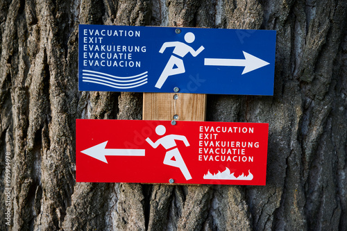 Evacuation route for forestfires or flooding on a campsite in France