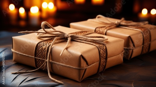 Box Wrapped Brown Paper Tied Rope, Background Image, Background For Banner, HD © ACE STEEL D