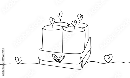 Set of candles. Romance. One line