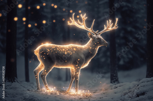 deer in the snow, cool light