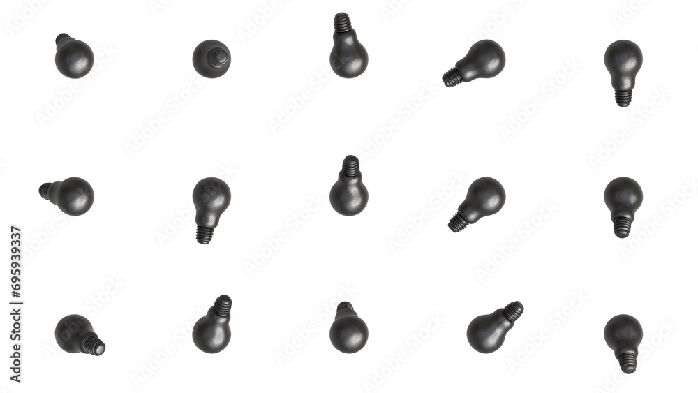 shinny black Realistic 3d light bulb icon  - obrazy, fototapety, plakaty 