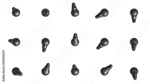 shinny black Realistic 3d light bulb icon 