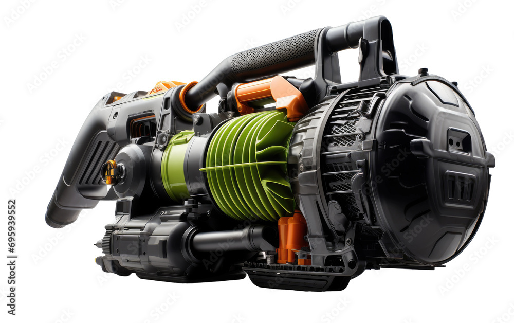 Whispering Breeze Versatile Leaf Blower Enhances Outdoor Cleanliness on a White or Clear Surface PNG Transparent Background. Whispering Breeze Versatile Leaf Blower Enhances Outdoor Cleanliness on a White or Clear Surface PNG Transparent Background.