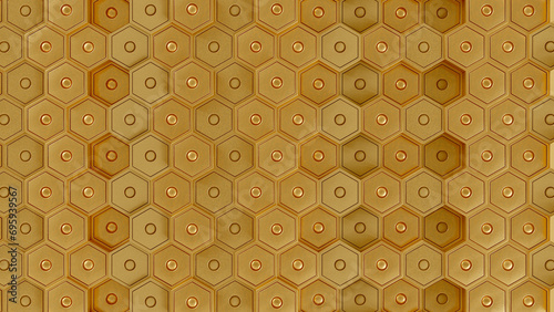 gold hexagon Digital abstract background 3D 4K