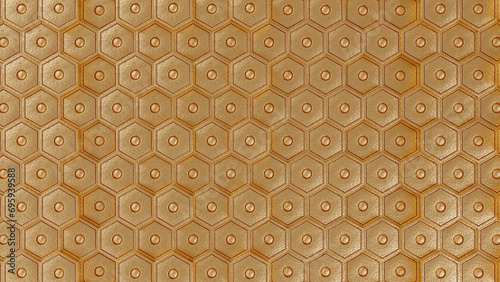 gold hexagon Digital abstract background 3D 4K