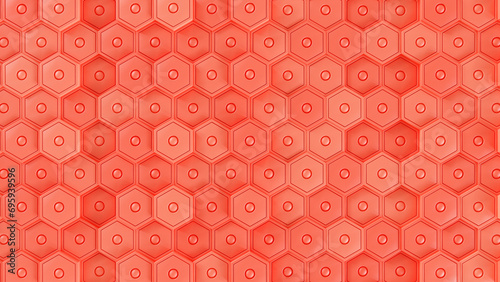 red hexagon Digital abstract background 3D 4K