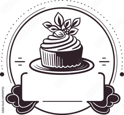 Gourmet Celebration Cake Illustration for Bakery Logo and Special Occasion Desserts © StockGeniusPro